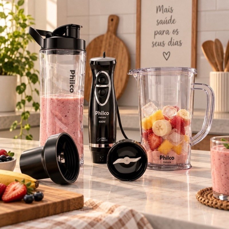 Mixer E Blender Philco 1 Velocidade + Turbo 400w Pmx40a Preto + Frete Grátis