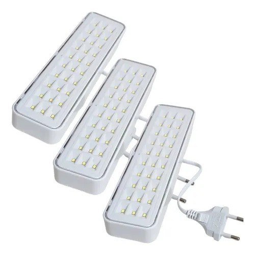 3 Luminárias Emergência Elgin Recarregável Lampada 30 Leds
