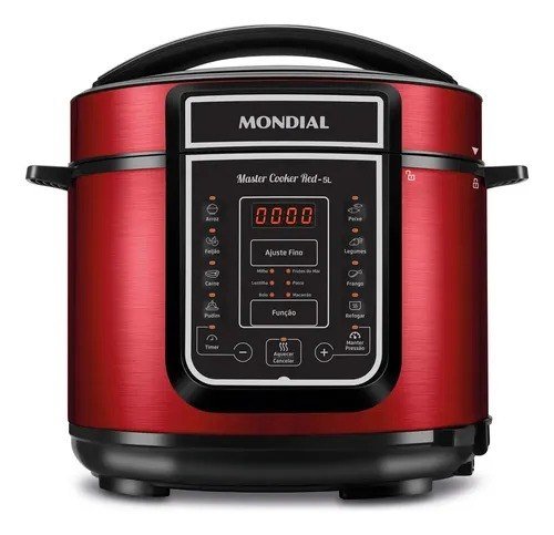 Panela de Pressão Elétrica Digital 5L, Mondial, 900W PE-39 Vermelho