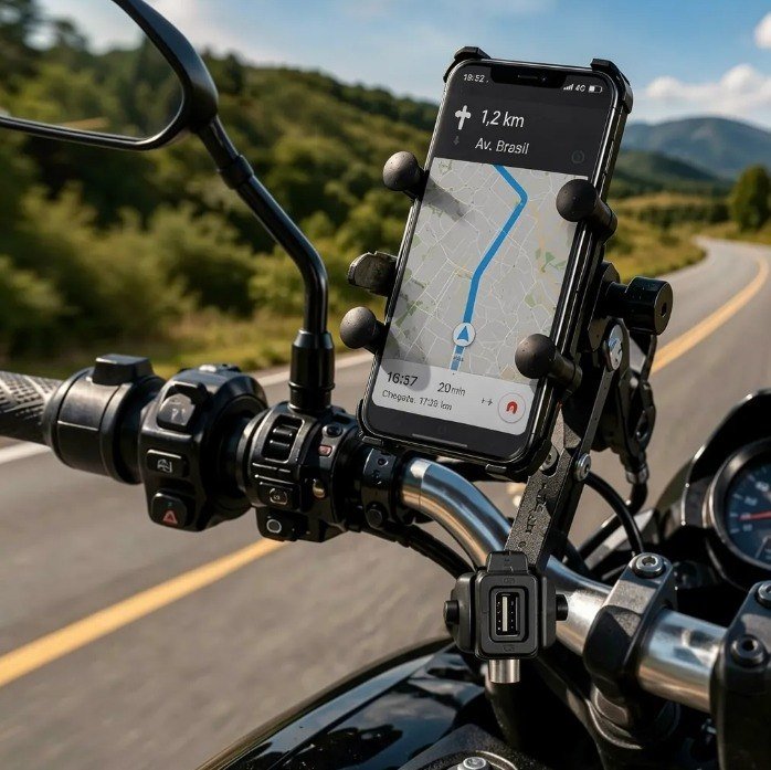 Suporte Moto Carregador Usb Universal Celular Shopclic + Frete Grátis