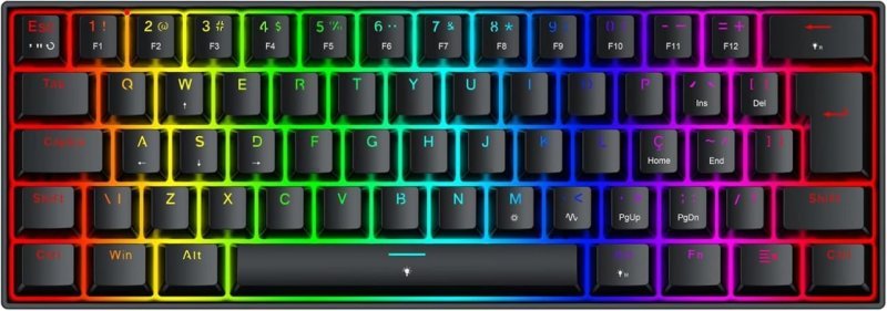 Teclado Magnético Gamer Redragon Fizz RGB Preto 60% Polling Rate 8K