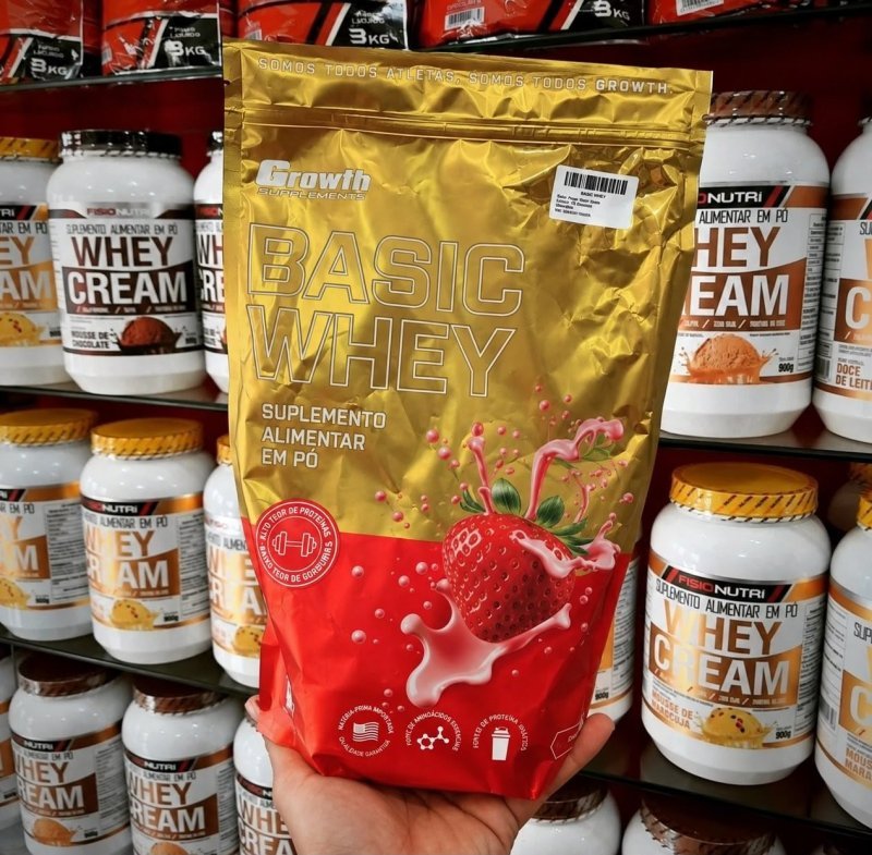 Basic Whey 1kg Growth Supplements Morango