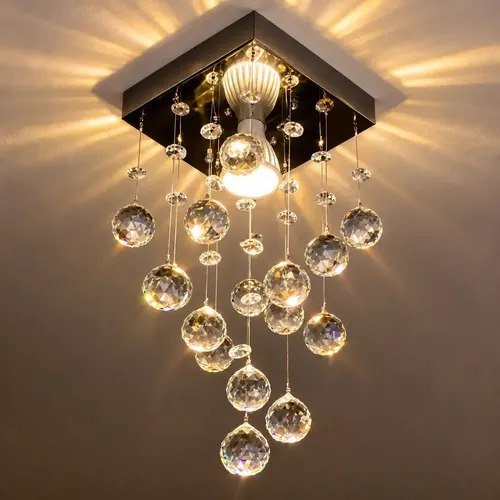 Lustre Cristal Acrílico Quarto Sala Vai Montado Promoção