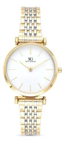 Relógio Feminino Dourado Astoria Saint Germain Bicolor 32mm Dourado Branco