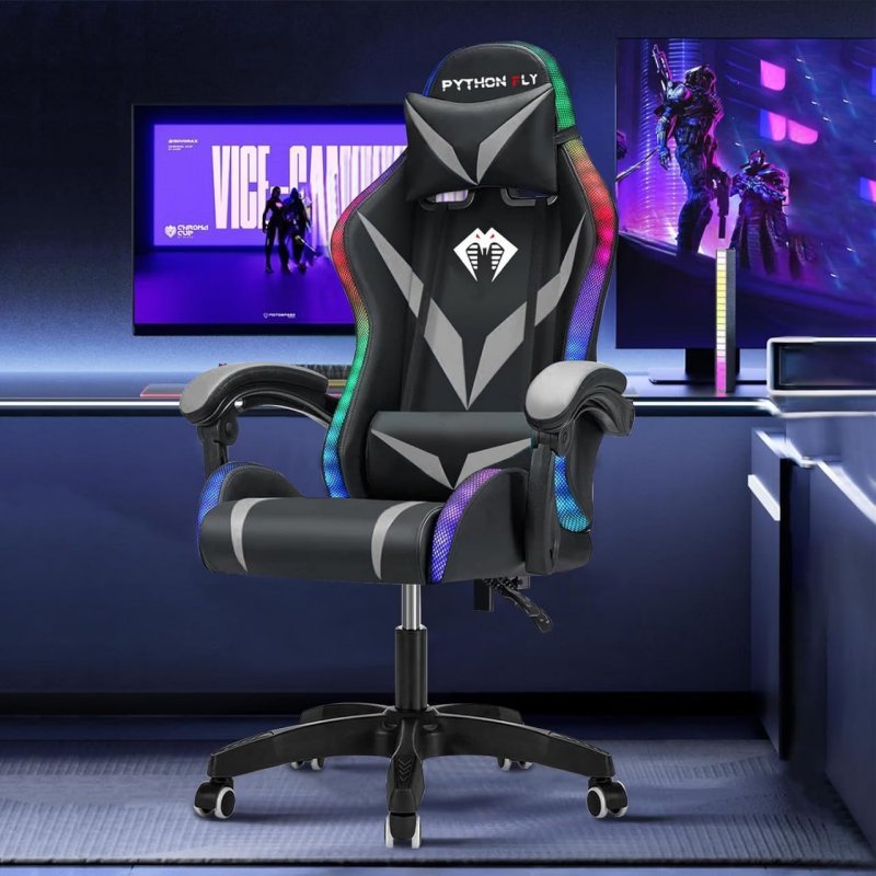 Cadeira Gamer RGB Python Fly com Iluminação Decorativa