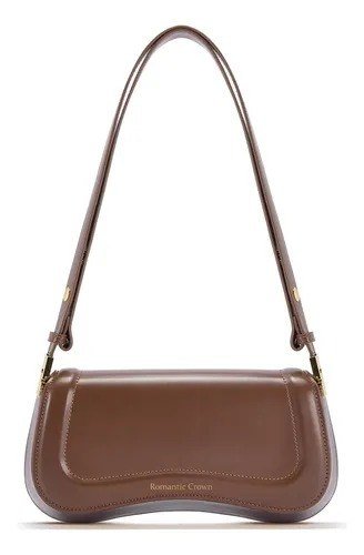 Bolsa Feminina Casual Transversal Minimalista Leve Para Dia Chocolate Liso Níquel