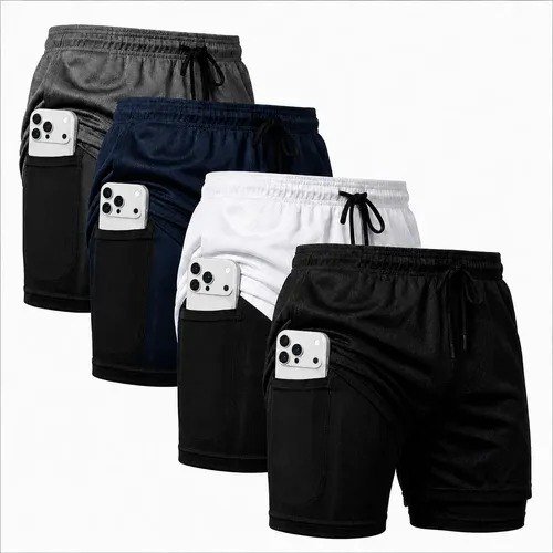 Kit 4 Bermudas 2 Em 1 Masculino Corrida Academia Treino