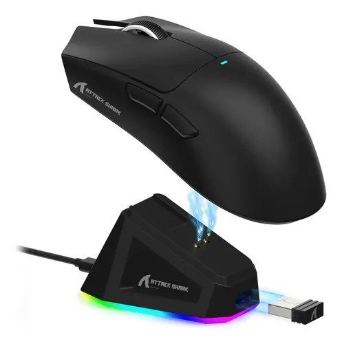 Mouse Gamer Sem Fio Attack Shark X11 Com Base Negro