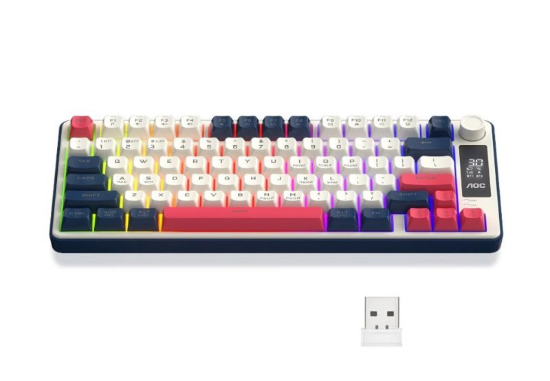 AOC GK280 Teclado sem fio 70%, Bluetooth Trimodo /2.4 GHz/USB-C