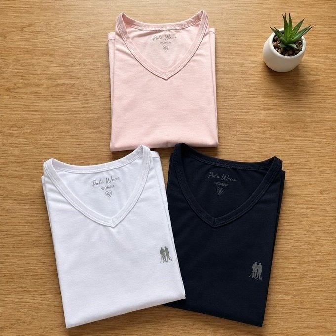Kit com 3 Camisetas Feminina Polo Wear