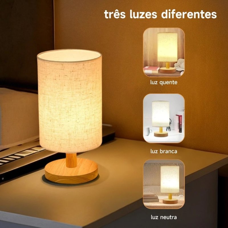 Lâmpada De Mesa De Madeira Nórdica Moderna Alimentada Por USB Luz De Noite