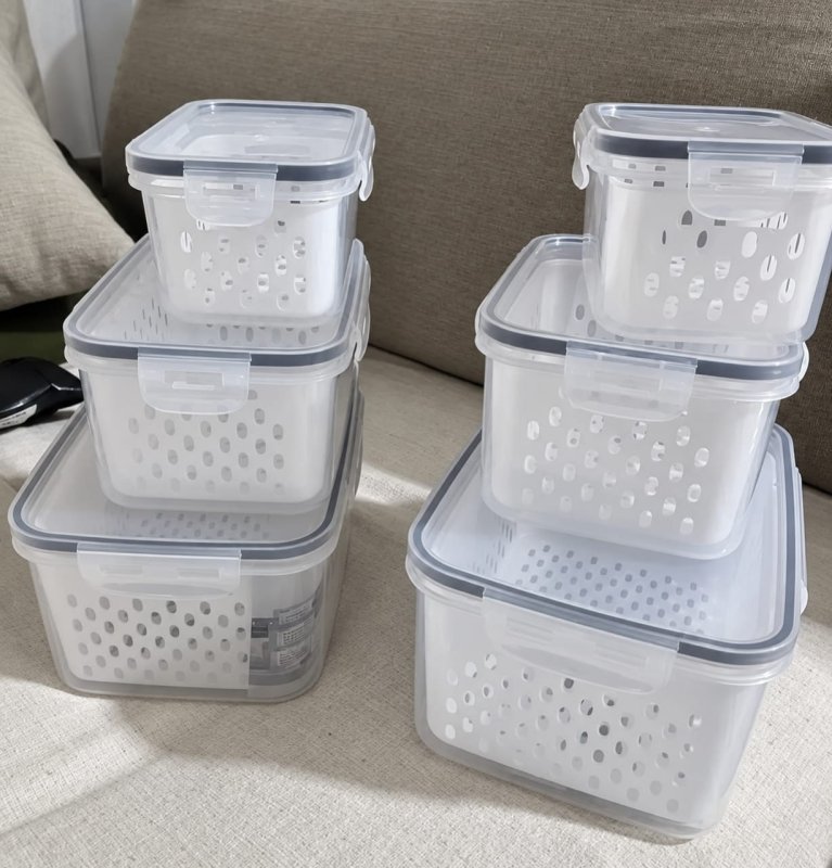 Kit 6 Organizadores Geladeira Alimentos Vegetais Com Tampas