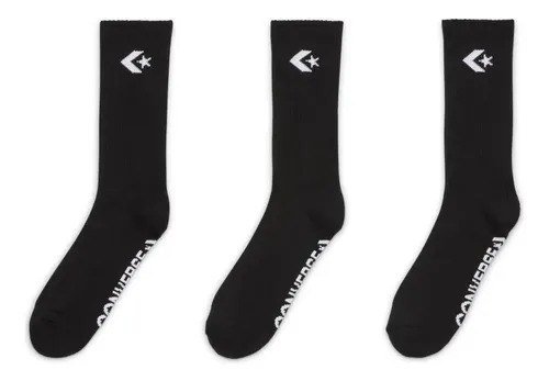 Meia Converse Cano Médio Preta (3 Pares) Preto 3438