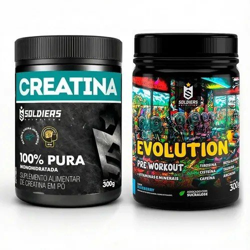 Creatina 300g + Pré-treino Blueberry Evolution 300g - Soldiers Nutrition
