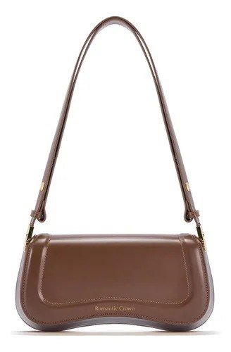 Bolsa Feminina Casual Transversal Dia Dia Chocolate Liso Níquel