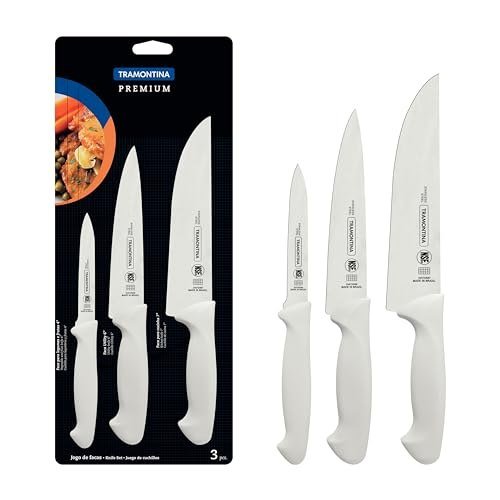 Jogo de Facas Premium Tramontina Branco, 3 Peças