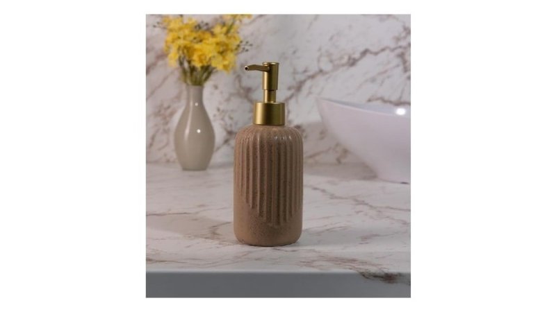 Porta Sabonete Líquido Noble 350ml Marrom Cerâmica Lyor