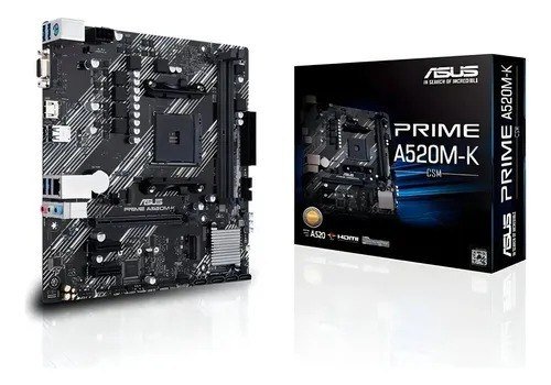 Placa-mãe Asus para AMD AM4 Prime A520M-K 2xDDR4 mATX