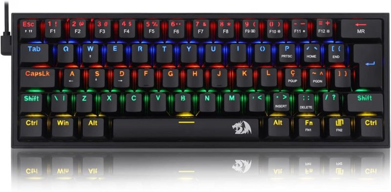Redragon TECLADO MECANICO GAMER FIZZ RAINBOW PRETO SWITCH AZUL