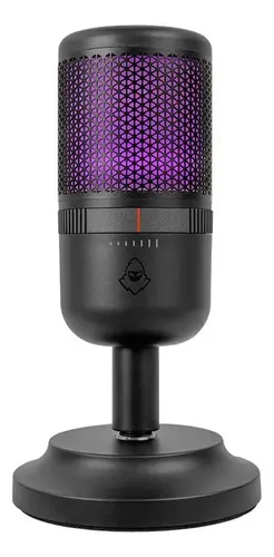Microfone Gamer Condensador RGB Mancer Horcrux Cardioide USB p/ PC Streaming Podcast Preto MCR-HCRX-BL01
