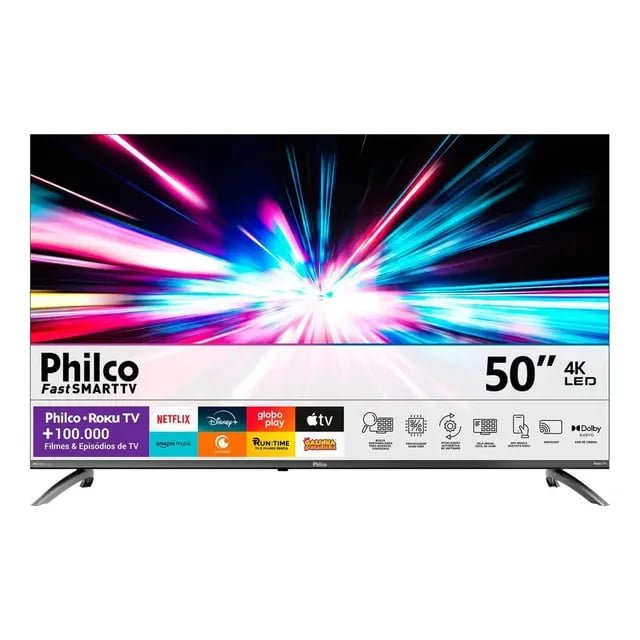 Smart TV Philco 50" 4K UHD Roku TV HDR10 Dolby Audio WiFi P50CRB