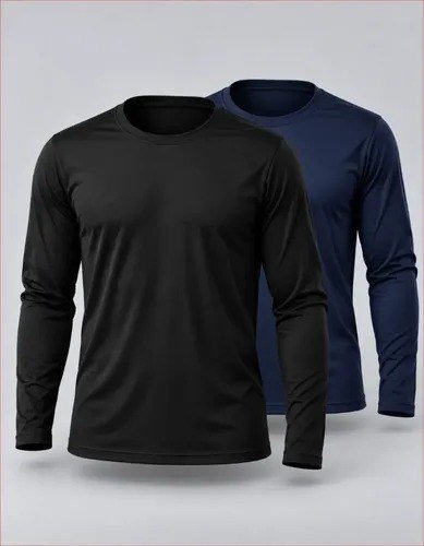 Kit 2 Camisas Uv50+ Segunda Pele Masculina Manga Longa Preto E Azul-marinho M