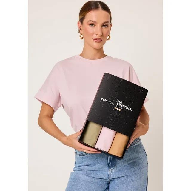 Kit 3 T-shirts Oversized Colorful Algodão Cléa Store
