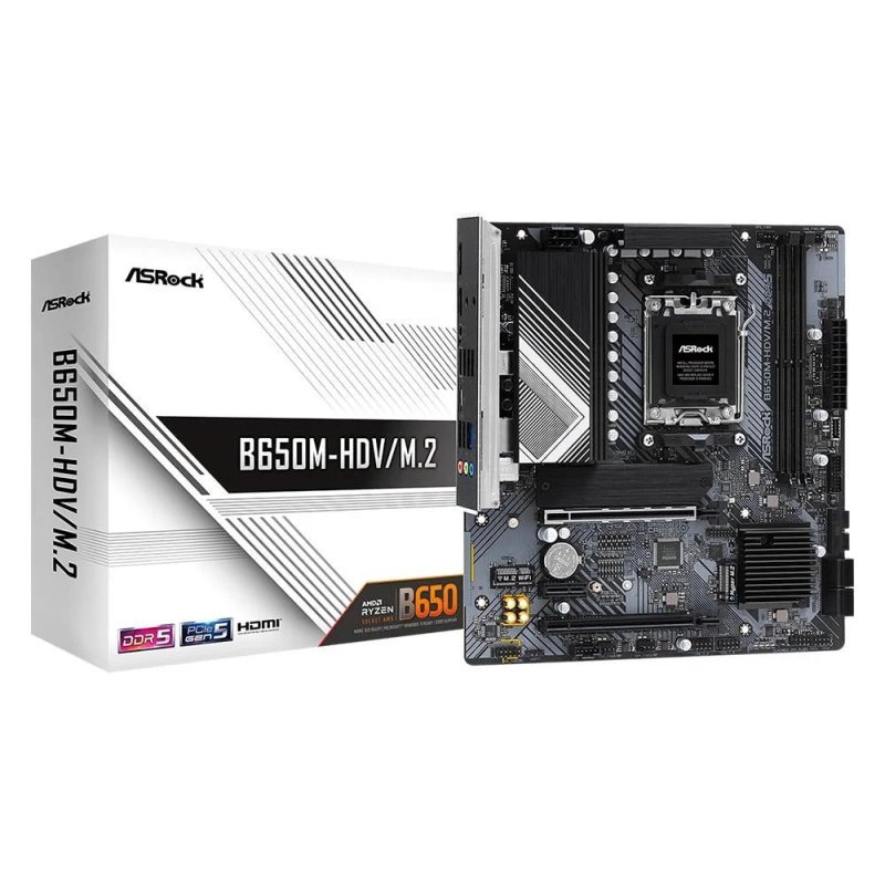 Placa-Mãe ASRock B650M-HDV/M.2, AMD B650, mATX, DDR5, Preto