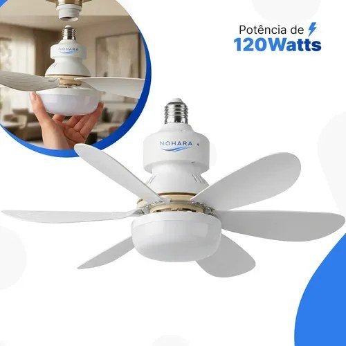 Ventilador de Teto 120W Silencioso Forte com Led, Controle e 6 Pás