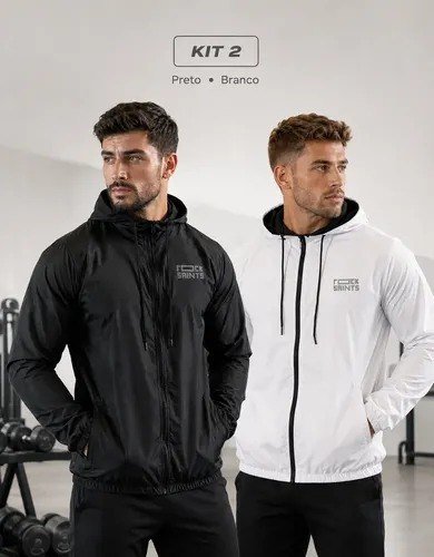 Kit 2 Jaquetas Corta Vento Rock Saints Liso Com Capuz