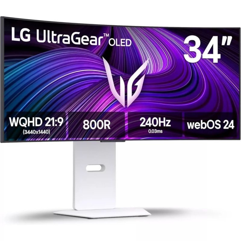Monitor Gamer LG UltraGear OLED Curvo Smart 34" 34GX90SA-W Branco