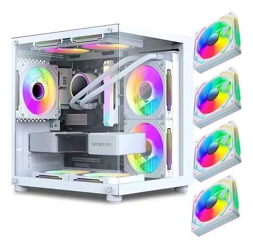 Gabinete Gamer Aquário Em Vidro Com 4 Fans Rgb GB1797 Cor Branco