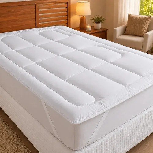 Pillow Top Casal C/ Elástico Algodão 400 Fios Protetor Cor Branco Desenho Do Tecido Liso