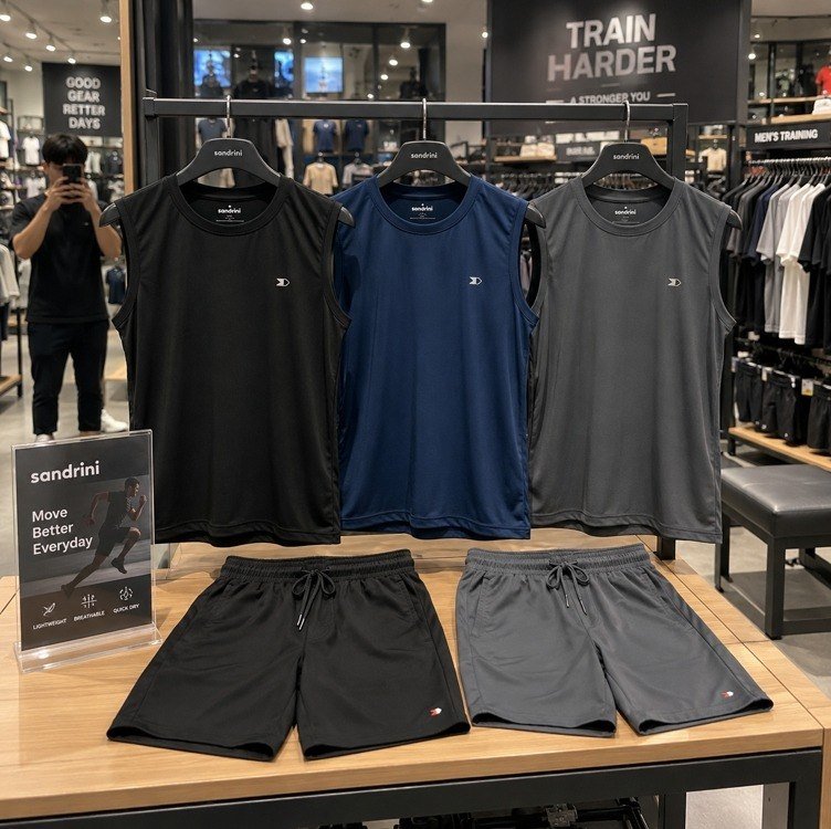 Kit 5 Pçs 3 Camisas Regata Dry-fit Sandrini + 2 Short Tactel + Frete Grátis