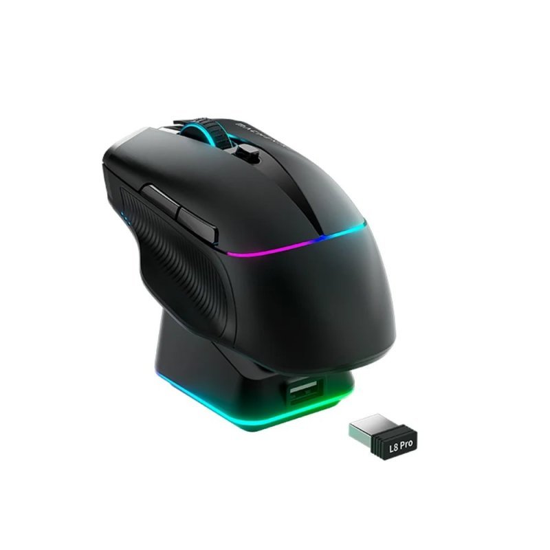 Mouse Gamer Machenike L8 Pro, RGB, Support 8K, 2.4GHz Wireless + DOCK RGB, Carregamento Sem Fio