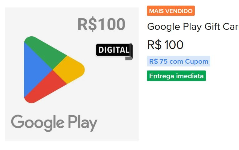 Google Play Gift Card R$ 100 (Digital)