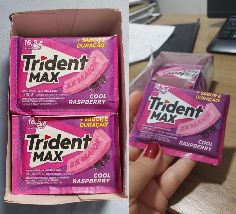 Chiclete Trident Max Cool Raspberry - Caixa com 14 unidades