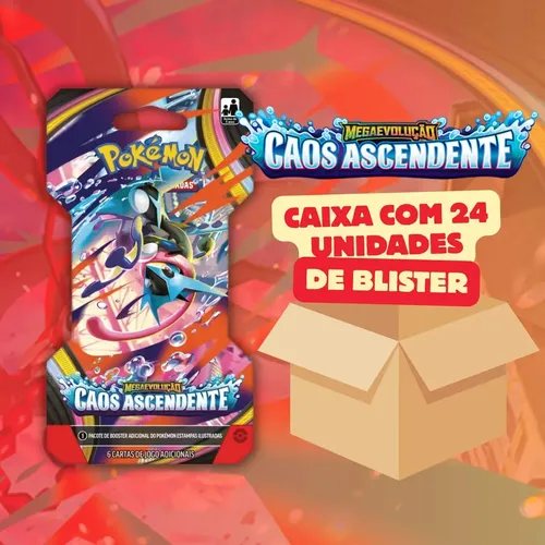 Caixa lacrada com 24 pacotes de Pokémon TCG Caos Ascendente