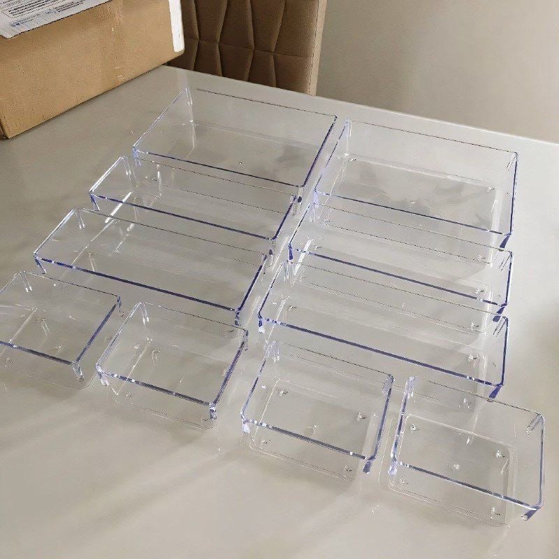 Kit 10 Organizador Multiuso Modular Gaveta Acrílico Rebirth Cor Cristal