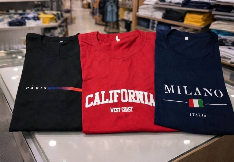 Kit 3 Camisetas Algodão Milano Paris Califórnia