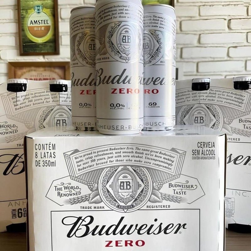 Pack Budweiser Zero Álcool, 350ml, Lata - 8 unidades