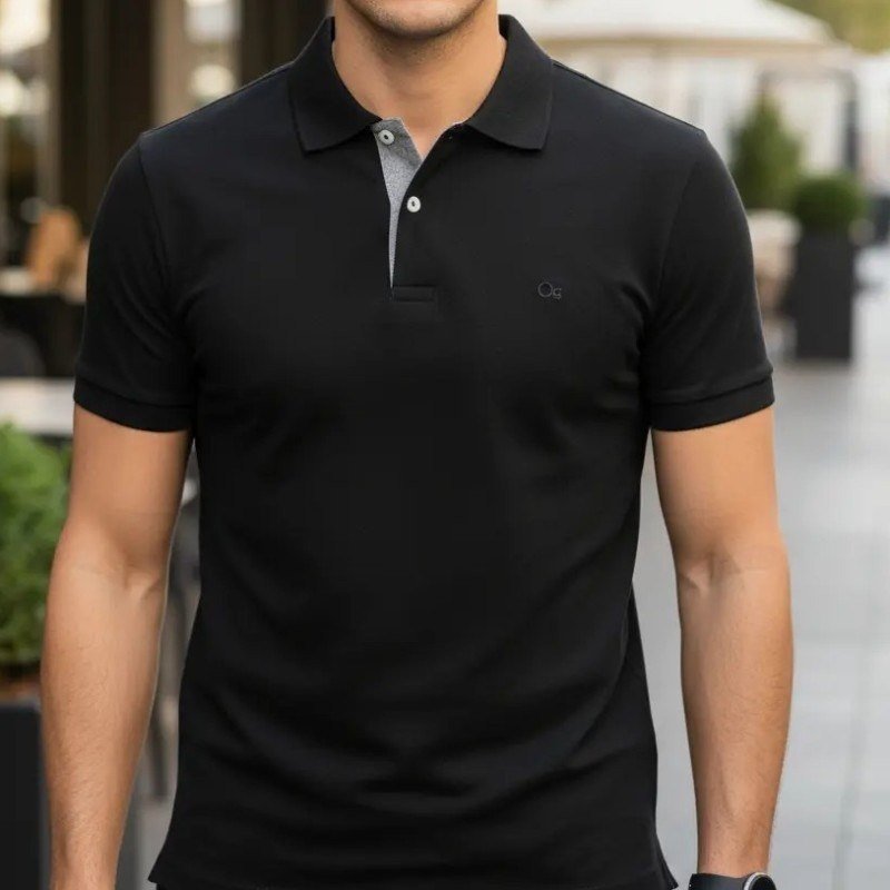 Camisa Gola Polo Social Masculina Slim Algodão Casual Ogochi