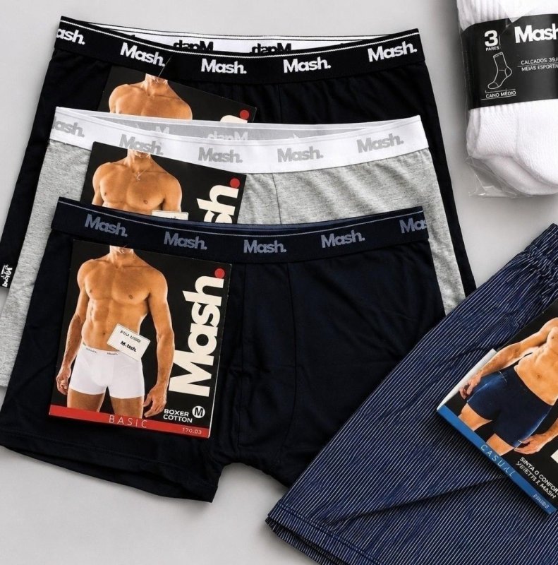 Kit Com 10 Cuecas Boxer Algodão Cotton Masculina Adulto Mash