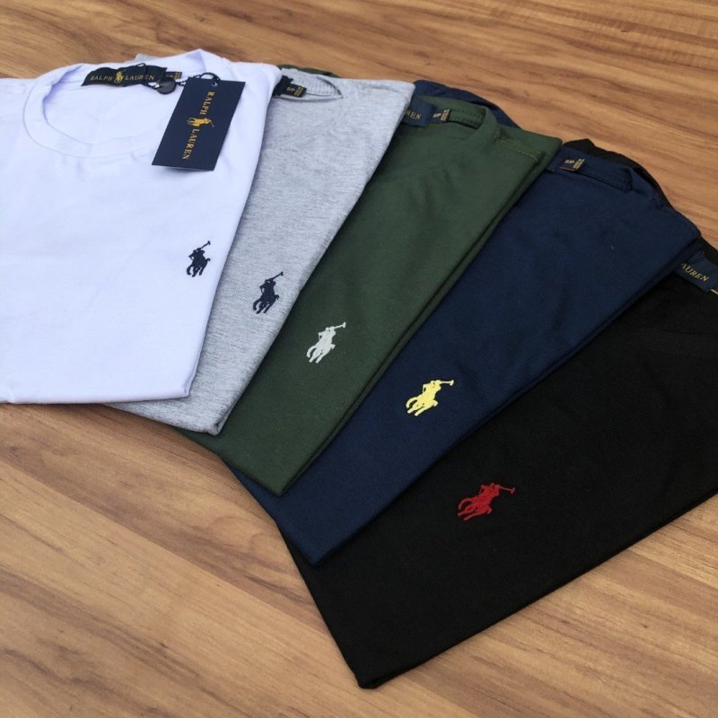 Camiseta Ralph Lauren Preta Básica Masculina Lisa Algodão (M ao GG)