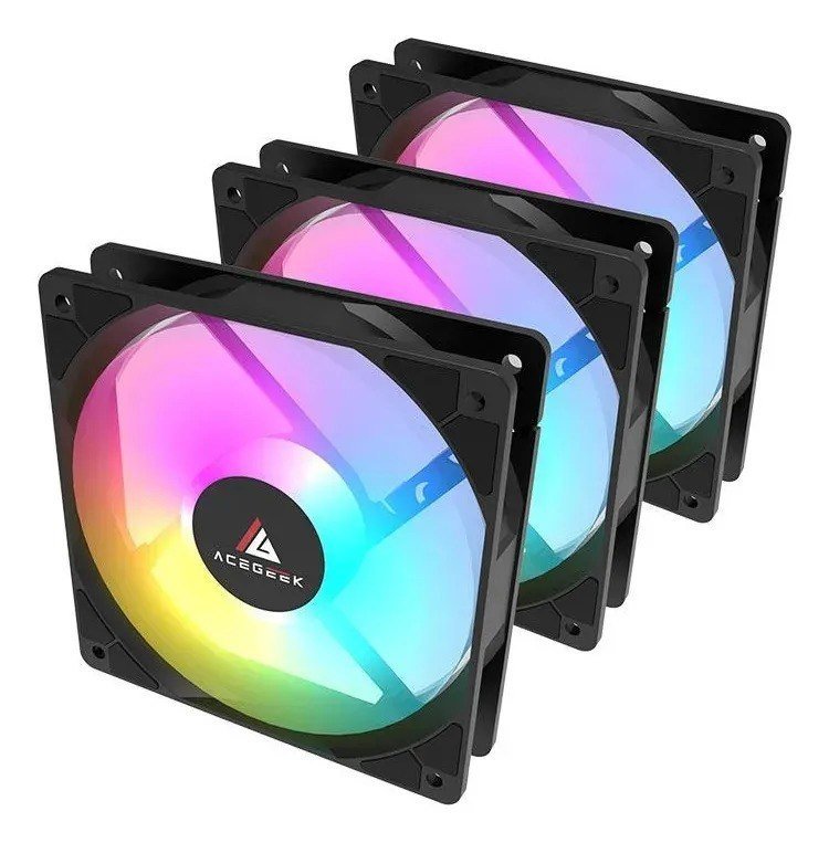 Kit Ventoinhas Acegeek Rw12 3x1, Rainbow, 3x120mm