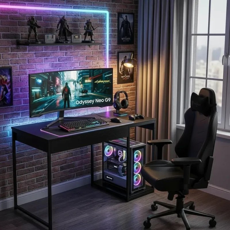 Escrivaninha Gamer Mesa Para Computador Com Suporte Para CPU