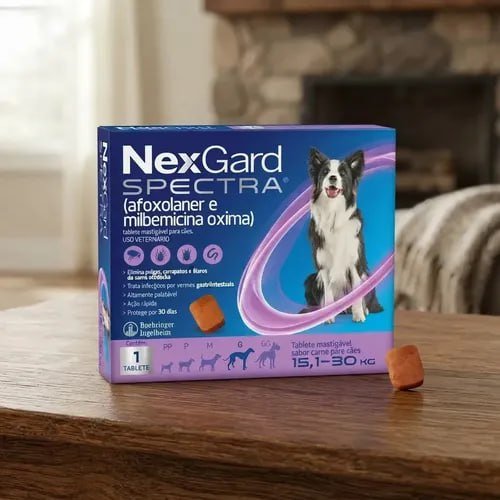 NexGard Spectra Antipulgas e Carrapatos p/ Cães 15,1 a 30kg 3 tabletes