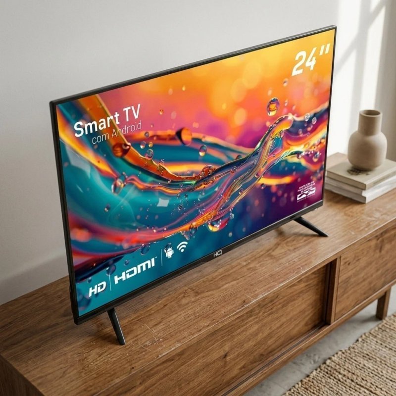 Smart TV HQ 24 LED 3 HDMI 2 USB Wi-Fi Android HQS24NKHM
