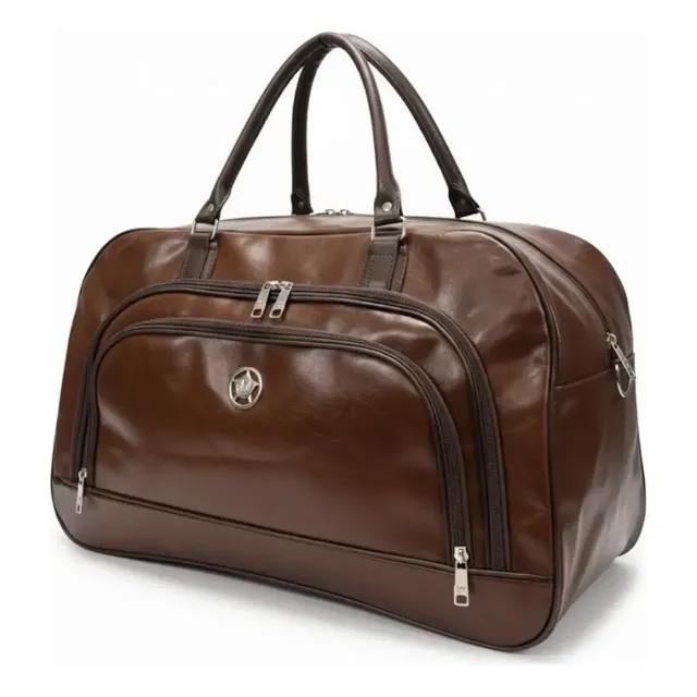 Bolsa De Viagem Luxo Couro Sintético Resistente Premium Cor Marrom