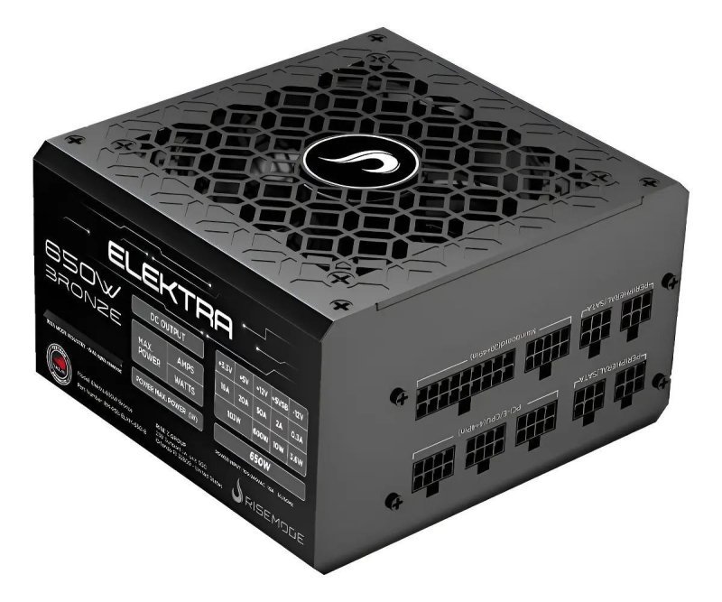 Fonte Gamer Rise Mode Elektra 650w Full Modular Selo Teclab Preto